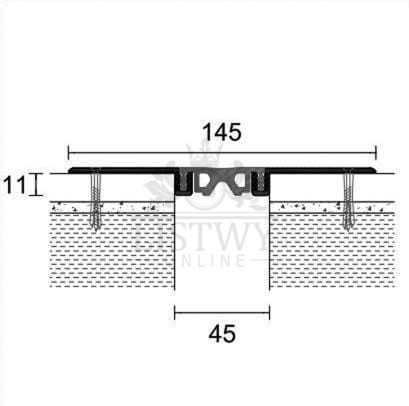 Profil dylatacyjny Projoint PFFE/40 Aluminium naturalne + Guma szara gładka - Opakowanie 5 sztuk