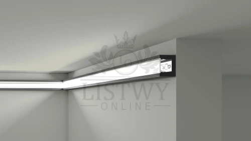 Próbka listwy przysufitowej oświetleniowej czarnej NMC IL12 Wallstyl